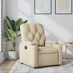 Stoelen*vidaXL Fauteuil verstelbaar stof crèmekleurig Cr&egrave;me