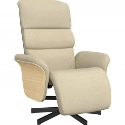 Stoelen*vidaXL Fauteuil verstelbaar met voetensteun stof crèmekleurig Cr&egrave;me