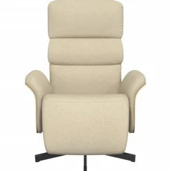 Stoelen*vidaXL Fauteuil verstelbaar met voetensteun stof crèmekleurig Cr&egrave;me