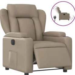 Stoelen*vidaXL Fauteuil verstelbaar elektrisch kunstleer kleurig Cappuccino