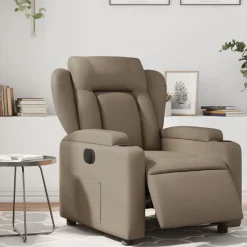 Stoelen*vidaXL Fauteuil verstelbaar elektrisch kunstleer kleurig Cappuccino