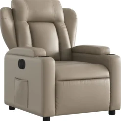 Stoelen*vidaXL Fauteuil verstelbaar elektrisch kunstleer kleurig Cappuccino