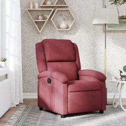 Stoelen*vidaXL Fauteuil verstelbaar stof Wijnrood