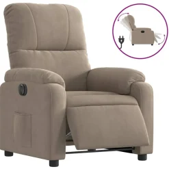 Stoelen*vidaXL Fauteuil verstelbaar elektrisch microvezelstof Taupe