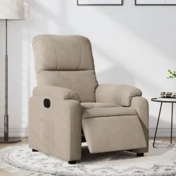 Stoelen*vidaXL Fauteuil verstelbaar elektrisch microvezelstof Taupe