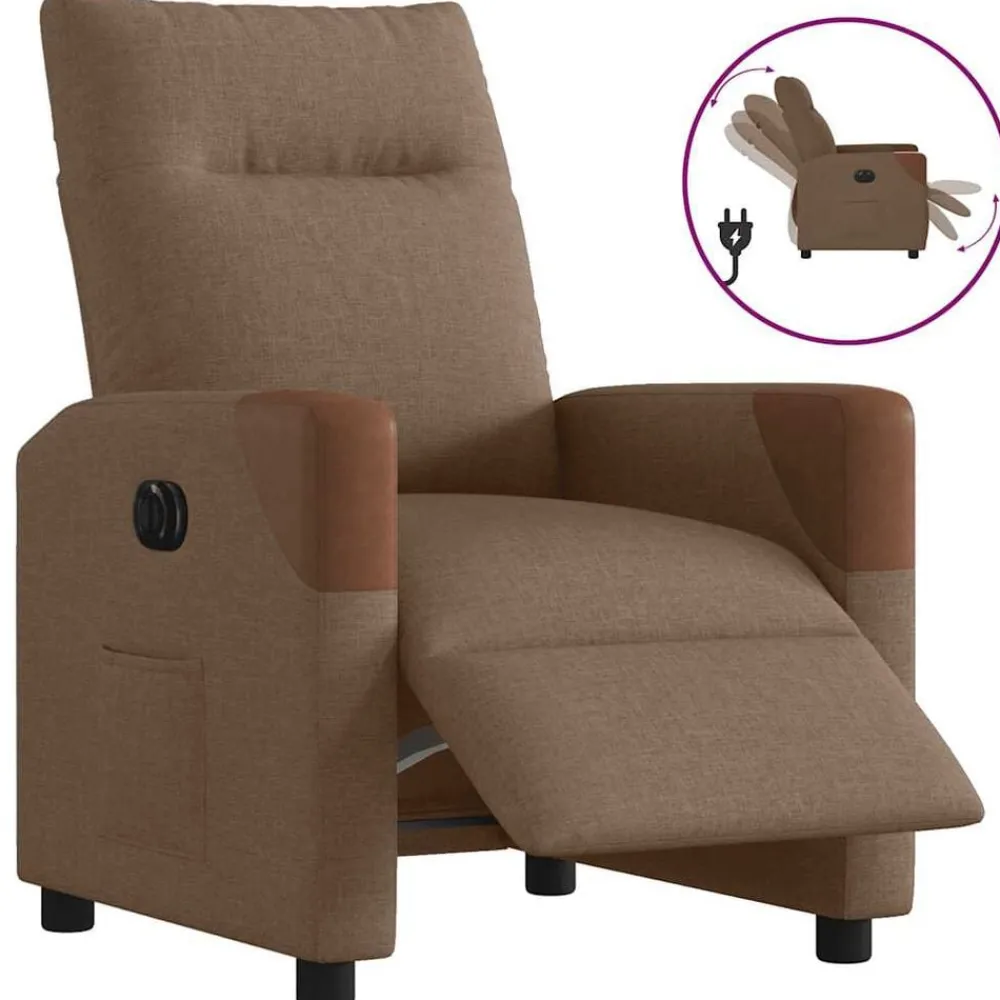 Stoelen*vidaXL Fauteuil verstelbaar elektrisch stof Bruin