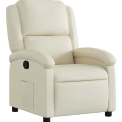 Stoelen*vidaXL Fauteuil verstelbaar kunstleer crèmekleurig Cr&egrave;me