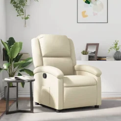 Stoelen*vidaXL Fauteuil verstelbaar kunstleer crèmekleurig Cr&egrave;me