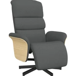 Stoelen*vidaXL Fauteuil verstelbaar met voetensteun stof Donkergrijs