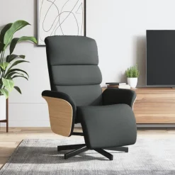 Stoelen*vidaXL Fauteuil verstelbaar met voetensteun stof Donkergrijs