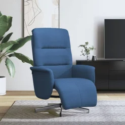 Stoelen*vidaXL Fauteuil verstelbaar met voetensteun stof Blauw