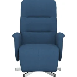 Stoelen*vidaXL Fauteuil verstelbaar met voetensteun stof Blauw