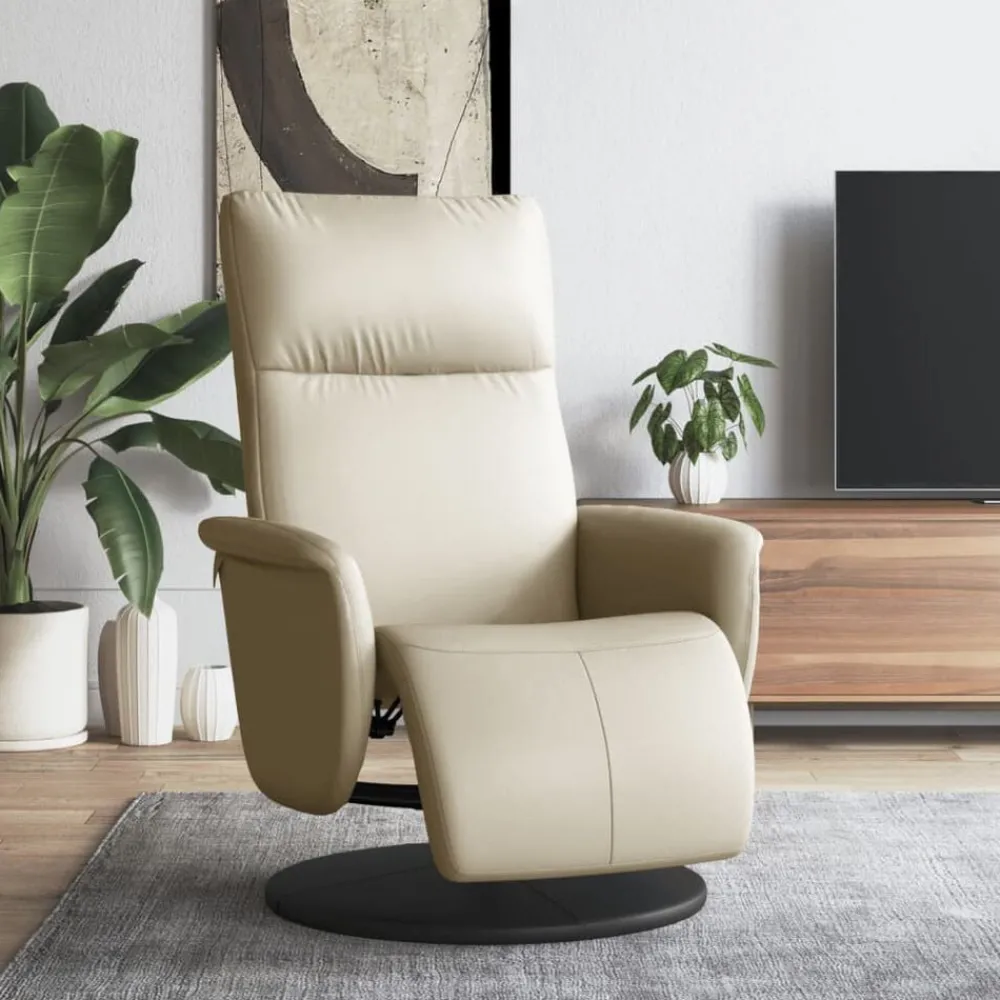 Fauteuil verstelbaar met voetensteun kunstleer crèmekleurig>vidaXL Hot