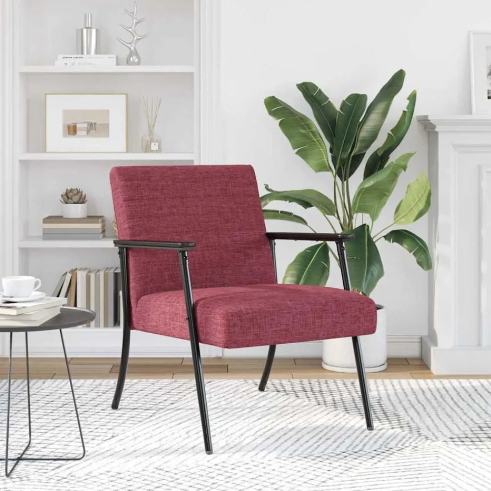 Stoelen*vidaXL Fauteuil 59 x 75 x 78 cm Stof Wijnrood