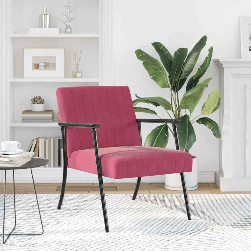Stoelen*vidaXL Fauteuil 59 x 75 x 78 cm Fluweel Wijnrood