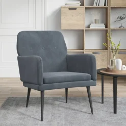 Stoelen*vidaXL Fauteuil 62x79x79 cm fluweel Donkergrijs
