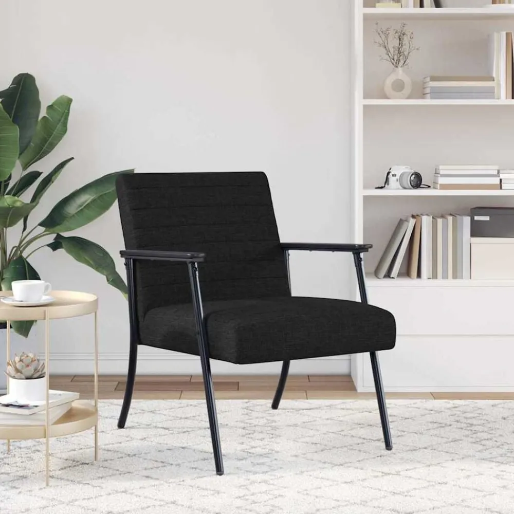 Stoelen*vidaXL Fauteuil 59 x 75 x 78 cm Stof Zwart