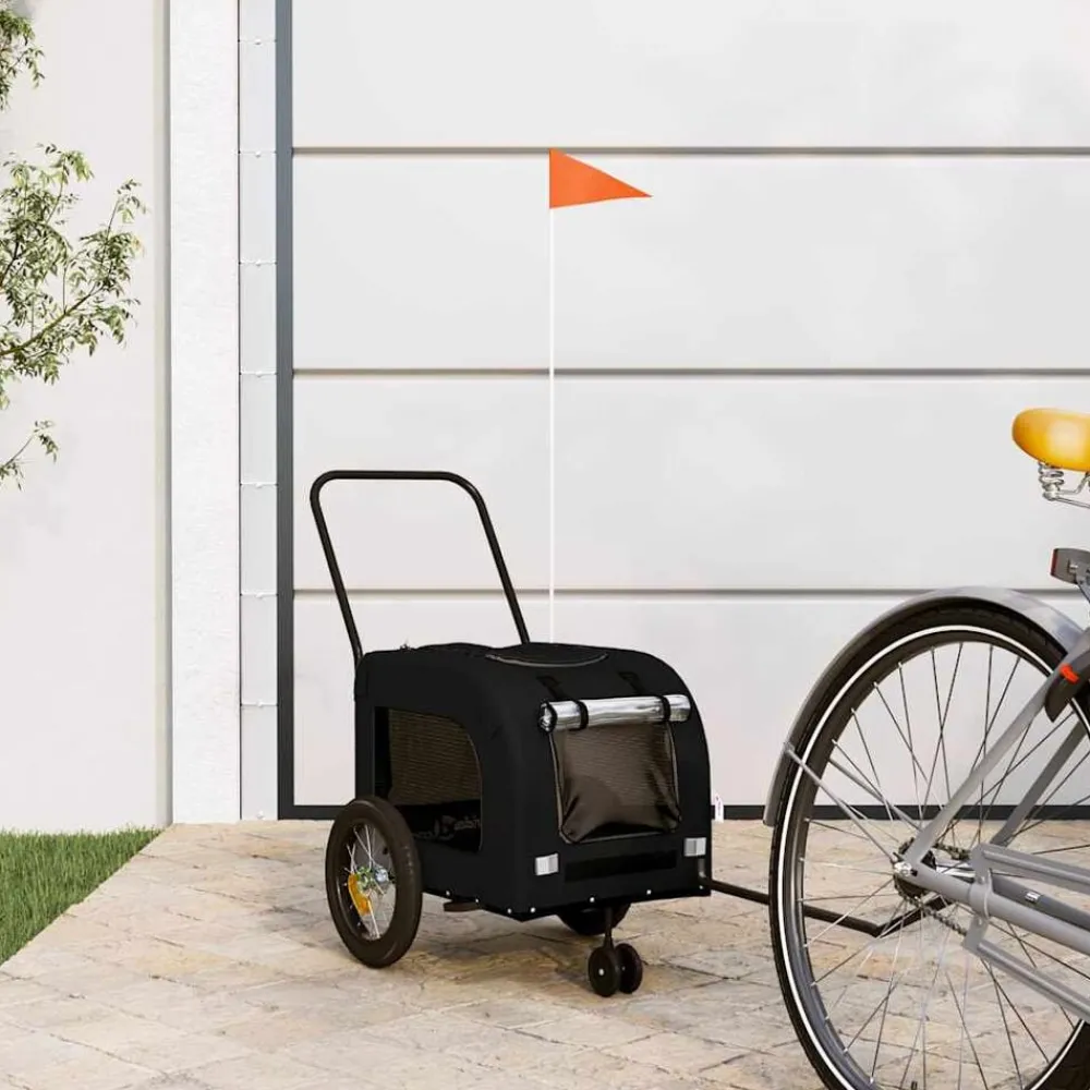 Huisdierbenodigdheden*vidaXL Fietskar voor huisdieren met opslag 124,5 x 63,5 x 53 cm Zwart