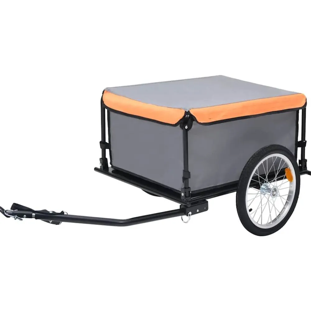 Buitensport*vidaXL Fietstrailer 65 kg Grijs en oranje