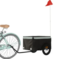 Buitensport*vidaXL Fietstrailer 30 kg ijzer zwart en Grijs