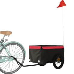 Buitensport*vidaXL Fietstrailer 30 kg ijzer zwart en Rood