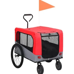 Huisdierbenodigdheden*vidaXL Fietstrailer en hondenwagen 2-in-1 Rood en grijs
