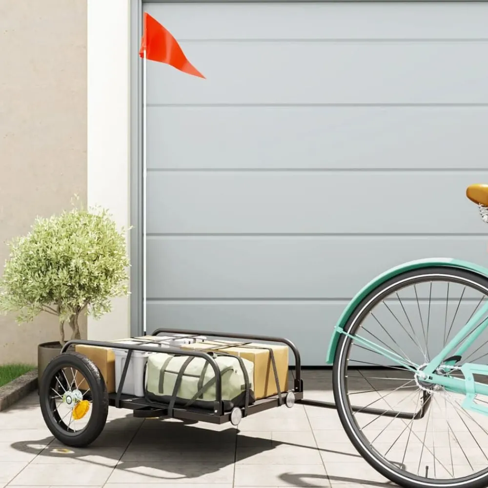 Fietstrailer 122x53x31 cm ijzer zwart>vidaXL Outlet