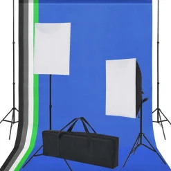 Camera & Optiek*vidaXL Fotostudio set met 5 gekleurde achtergronden & 2 softboxen