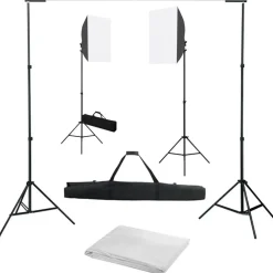 Fotostudioset met softboxlampen en achtergrond>vidaXL Online