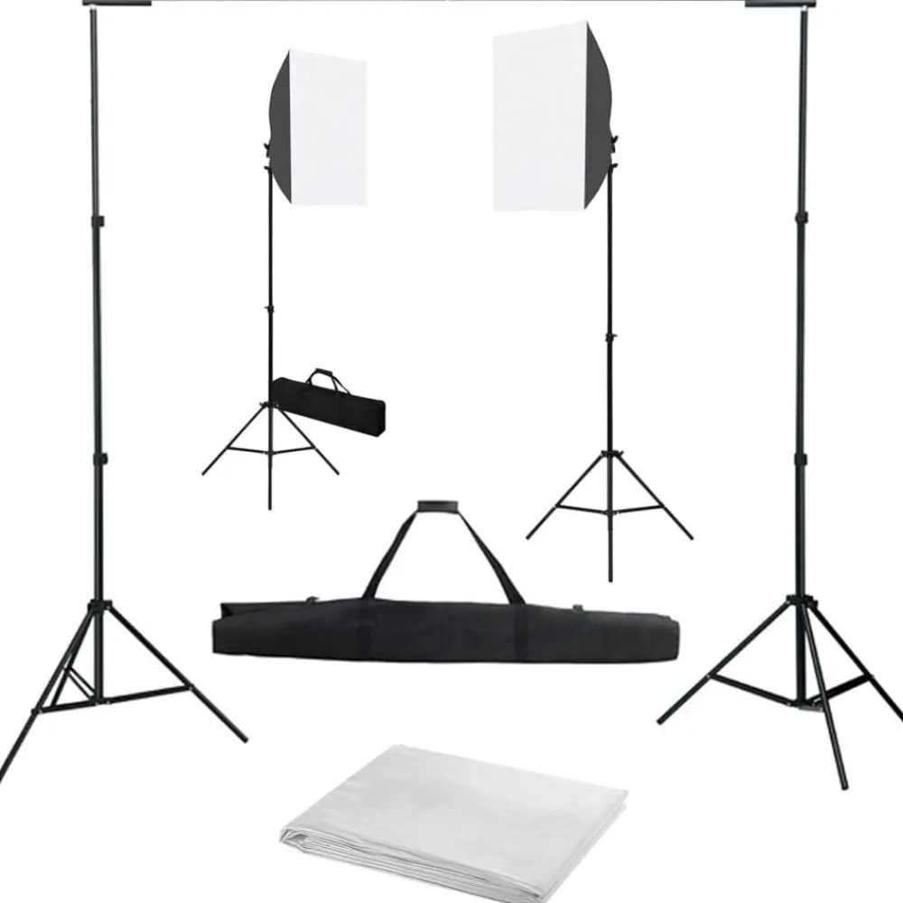 Fotostudioset met softboxlampen en achtergrond>vidaXL Online