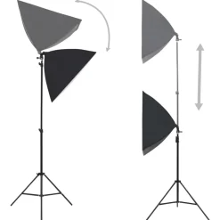 Fotostudioset met softboxlampen en achtergrond><noscript><img width=