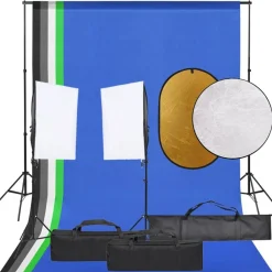 Fotostudioset met verlichtingsset, achtergrond en reflector>vidaXL Discount