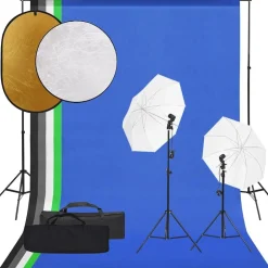 Fotostudioset met verlichtingsset, achtergrond en reflector>vidaXL Sale