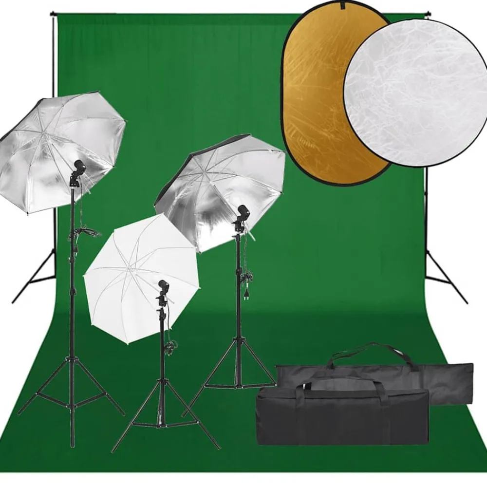 Camera & Optiek*vidaXL Fotostudioset met verlichtingsset, achtergrond en reflector