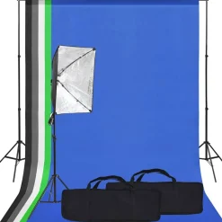 Camera & Optiek*vidaXL Fotostudioset met softboxlamp en achtergrond