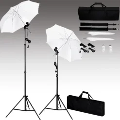 Camera & Optiek*vidaXL Fotostudioset met achtergrond, lampen en paraplu's Groen