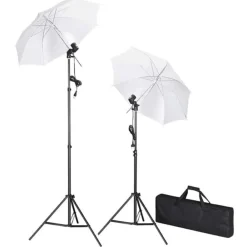 Camera & Optiek*vidaXL Fotostudioset met achtergrond, lampen en paraplu's Groen