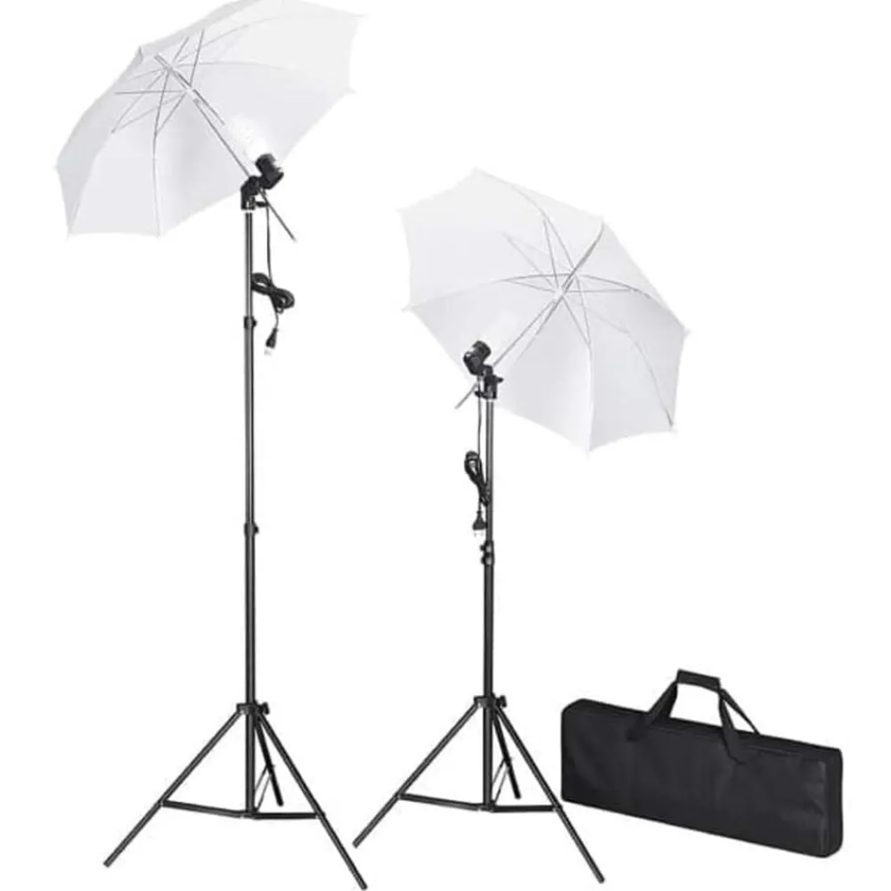 Camera & Optiek*vidaXL Fotostudioset met achtergrond, lampen en paraplu's Groen