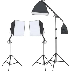 Fotostudioset met verlichtingsset, achtergrond en reflector><noscript><img width=