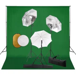 Fotostudioset met lampen, paraplu's, achtergrond en reflector>vidaXL Best