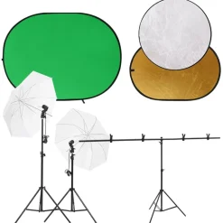 Fotostudioset met lichtset, achtergrondscherm en reflector>vidaXL Best