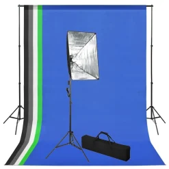 Camera & Optiek*vidaXL Fotostudioset met achtergrond en softboxlamp