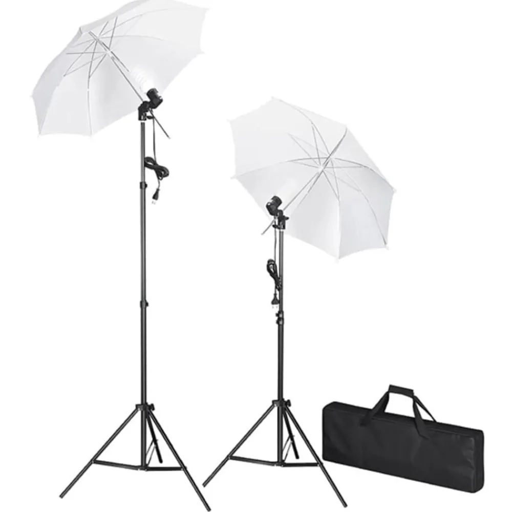Camera & Optiek*vidaXL Fotostudioset met lampen, paraplu's, achtergrond en reflector Groen