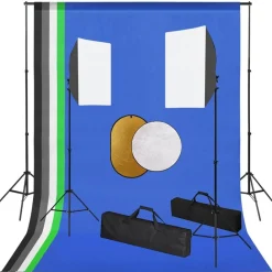 Fotostudioset met lampen, achtergrond en reflector>vidaXL Online
