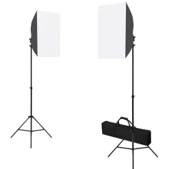 Camera & Optiek*vidaXL Fotostudioset met softboxlampen, achtergrond en reflector Zwart