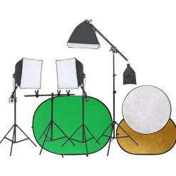 Fotostudioset met lichtset, achtergrondscherm en reflector>vidaXL New