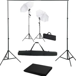 Fotostudioset met achtergrond, lampen en paraplu's>vidaXL Online