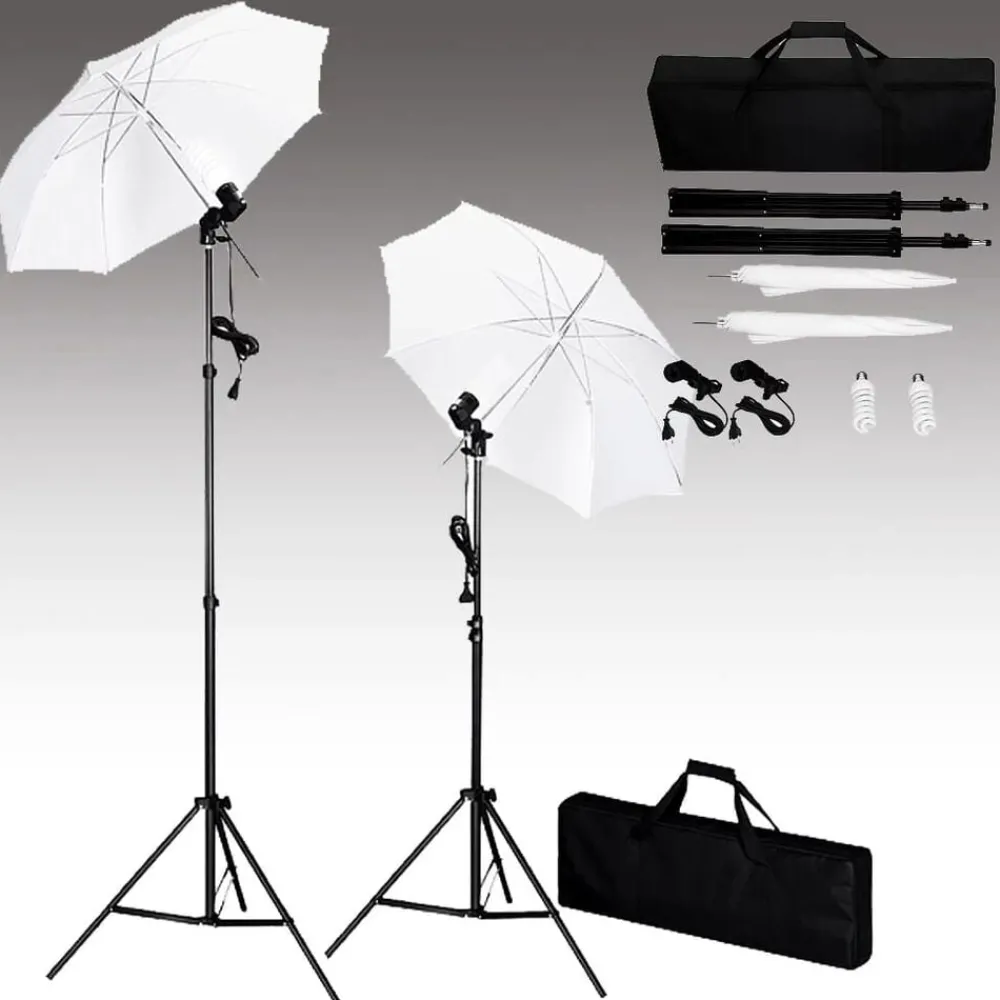 Fotostudioset met achtergrond, lampen en paraplu's>vidaXL Online