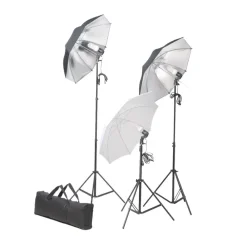 Fotostudioset met lampen, paraplu's, achtergrond en reflector>vidaXL
