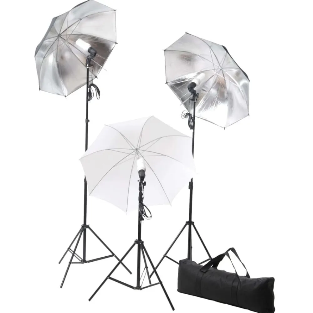 Fotostudioset met lampen, paraplu's, achtergrond en reflector>vidaXL